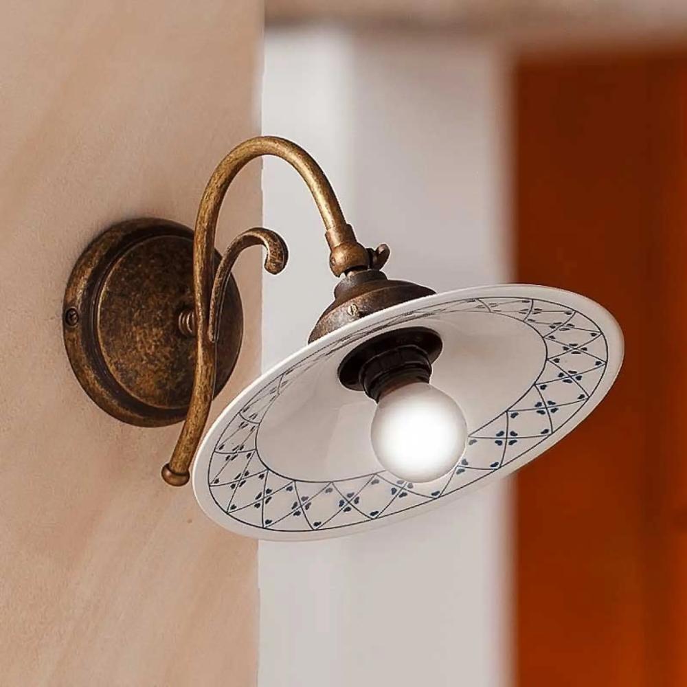 mediterran rez festett keramia lampa klasszikus antikolt konyha nappali haloszoba falikar folyoso vilagitas rusztikus vintage country paraszthaz lampak lameridiana.jpg